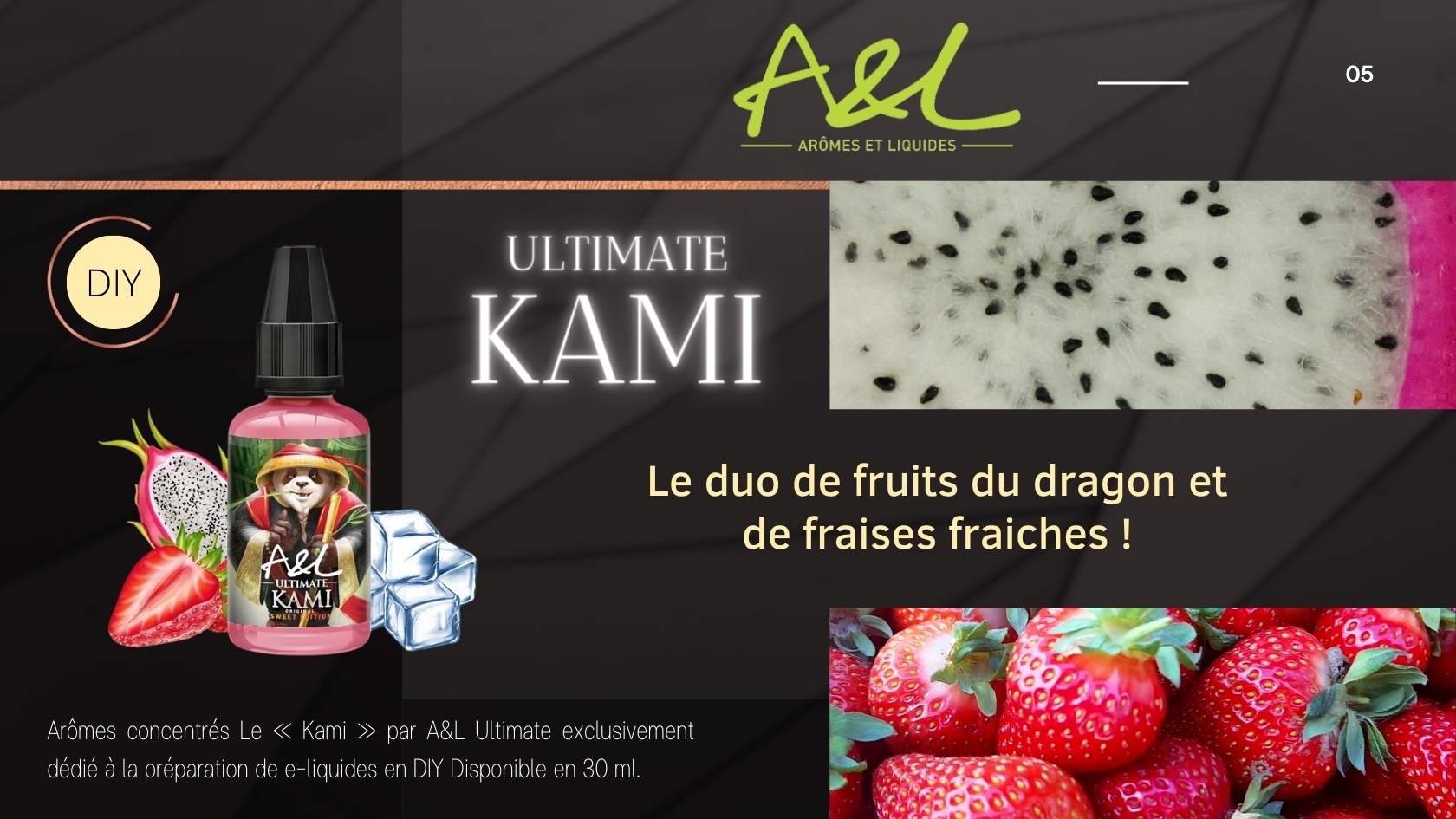 Nouveautés Quai des Brumes concentrés pour DIY A&L ULTIMATE KAMI 30 ML le duo de fruits du dragon et de fraises fraiches